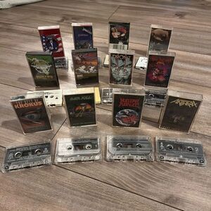 Lot of‎ 12 Vintage Metal Music Cassettes: Nuclear Assualt, Ark Angel, Anthrax